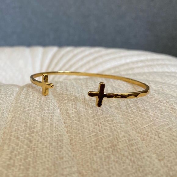 Gorjana Cross Over Cuff Bracelet in Gold - Picture 3 of 5